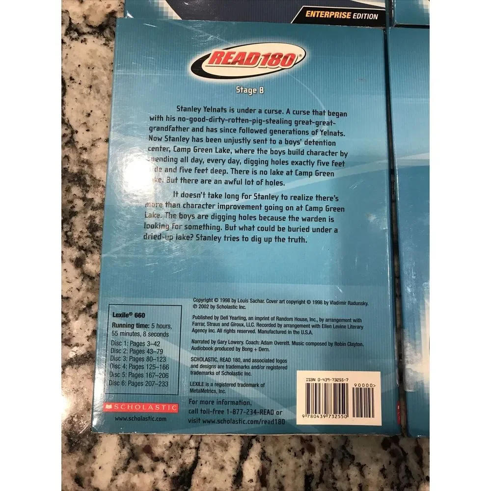 Scholastic Read180 Audiobooks Stage B*6 Book Lot. Holes, Flight‎ 116, Yuck +3